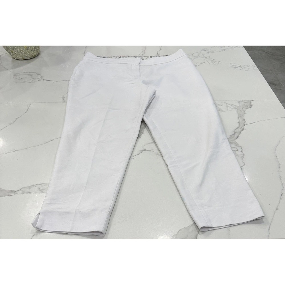 Peter Nygard Pants Womens 16 White Stretch Dress Ankle‎ Cropped Trousers
